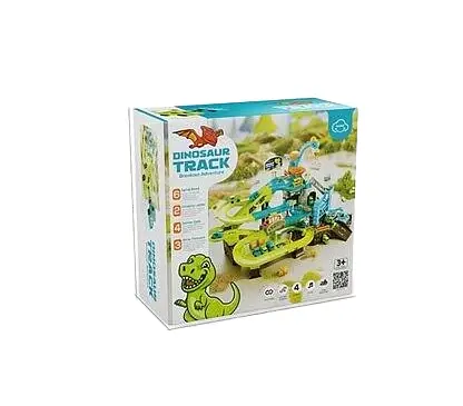 Трек T 912 A, підйомник, мелодія, 4 машинки, 2 динозаври, кран-маніпулятор, в коробці (6967132060170) - фото 1