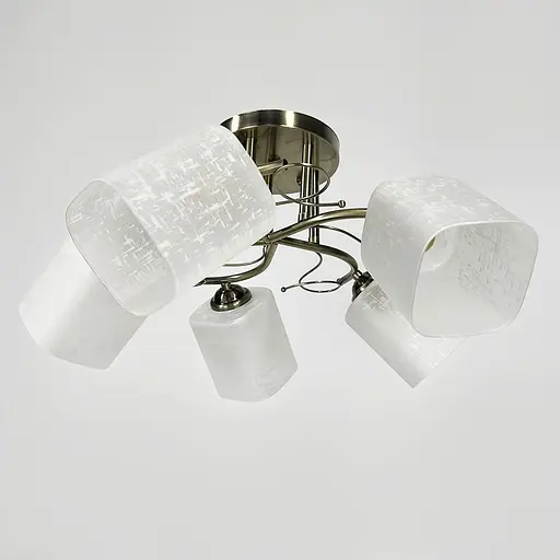 Бронзова люстра на 5 матових плафонів з візерунком у корпусі Ø 50 см | Арт. 9321C/5 AB | Line F - фото 1