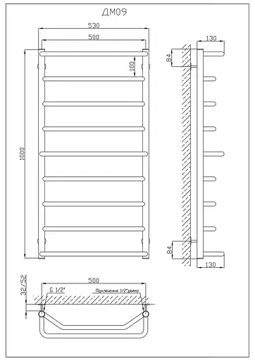 Водяной полотенцесушитель Kosser Микс 1000x530/9 ДМ09, Хром - фото 5