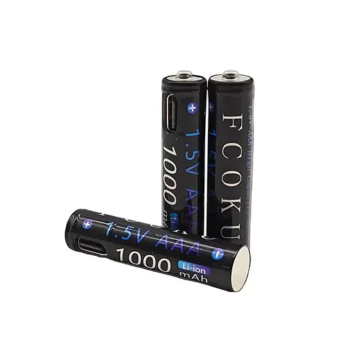 Аккумулятор AAA Fcoku 1.5v 1000mah (с зарядкой от Тype-C) Черный - фото 4