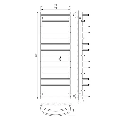 Водяна рушникосушка Laris Євромікс П15 500x1500 71207575, Хром - фото 2
