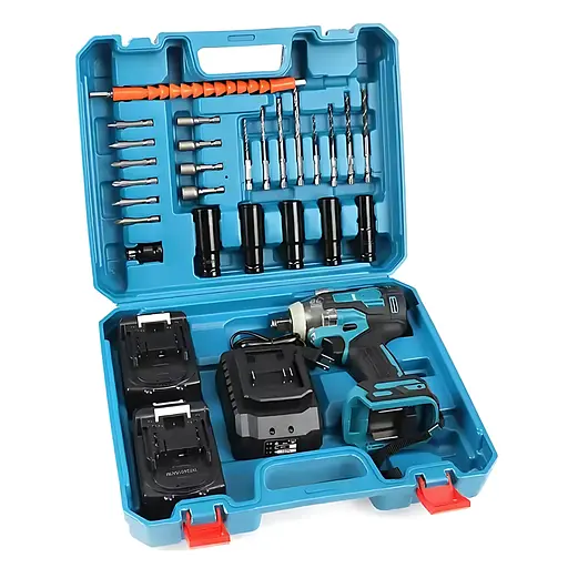 Акумуляторний шуруповерт з набором інструментів індикацією заряда 2 акумулятори 48 Вт Синій - фото 5