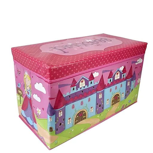 Большой органайзер-ящик C 68853-1 из картона складной с рисунком замка розовый