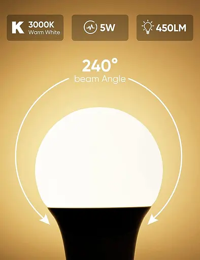 Светодиодная лампа Plusluck E14, шарики P45 E14, лампа для гольфа SES E14, теплый белый 3000K, 5 Вт, эквивалент 40 Вт, 450LM - фото 4