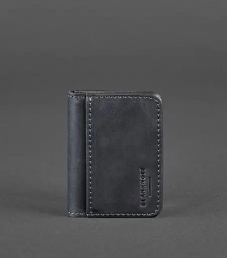 Кожаная обложка для ID-паспорта и водительского заседания 4.1 синяя Crazy Horse с гербом - фото 1