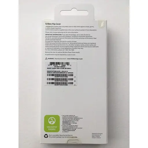 Оригинальный чехол-книжка Samsung для Galaxy S22 5G S-View Clear View Cover Smart (6.1") Черный - фото 7