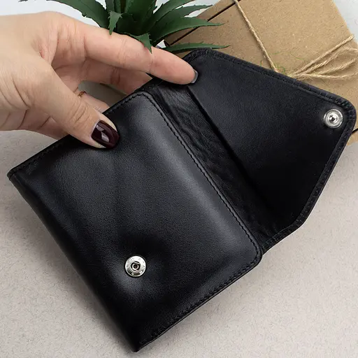 Гаманець жіночий шкіряний маленький Sabrina чорний пітон - фото 7