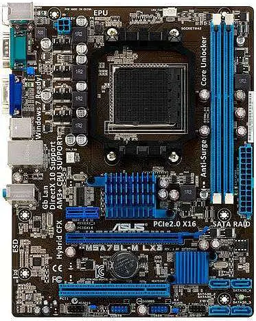 Материнская плата ASUS M5A78L-M LX3 (M5A78L-M LX3) (Socket AM3+, AMD 760G, Micro-ATX) Б/у - фото 1