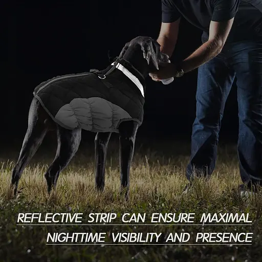 FUAMEY Теплая зимняя куртка для собак со встроенной шлейкой XXL, водонепроницаемый ветрозащитный светоотражающий флисовый жилет - фото 6