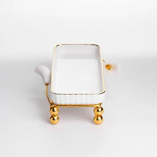 Блюдо сервировочное фарфоровое Yiwu 25х10 см для закусок фруктов десертов LB-1566BH - фото 4