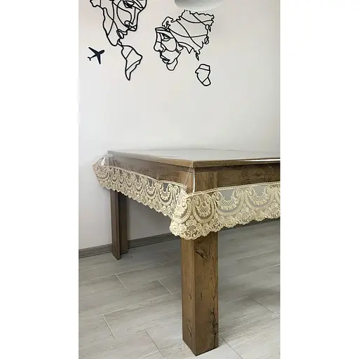 Силиконовая скатерть прямоугольная с кружевом Арка 15 см 300х140 см Бежевый