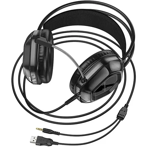 Дротові ігрові навушники Borofone BO110 Fight, USB, 3.5mm, 2m, Чорний