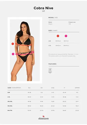 Комплект белья Obsessive Cobra Nive L/XL черный - фото 7