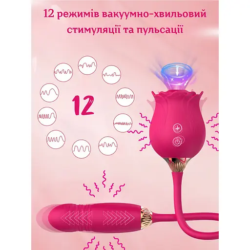 Вибратор Passion двойной вакуумный малиновый (4821002029556) - фото 5