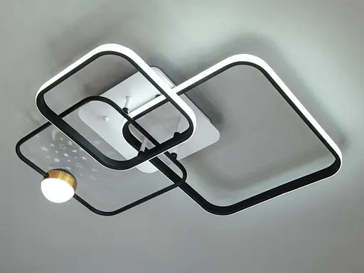 Сучасна стельова світлодіодна люстра з пультом, 60 Вт, чорна+біла - фото 3