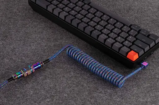 Кабель Keychron USB-A/USB-C > USB-C заряджання/синхронізації, 1.08м, Type-C, Premium Coiled Aviator, синій - фото 5