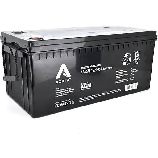 Акумулятор ASBIST Super AGM ASAGM-122000M8, Black Case, 12V 200.0Ah (522 х 240 х 219 (224)) Q1