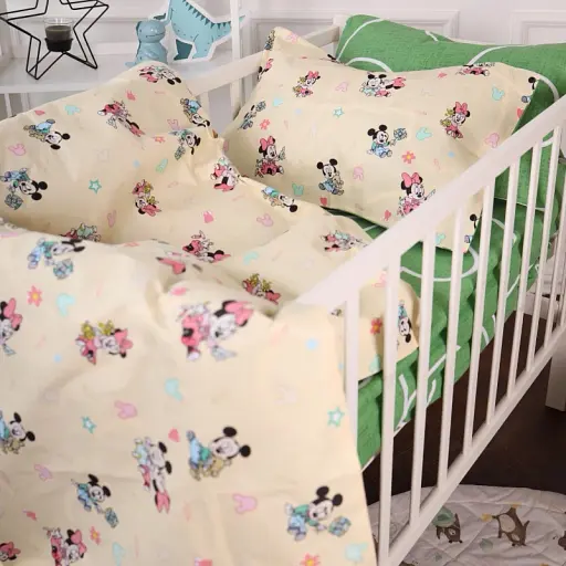 Наволочка MirSon Бязь Kids Time 20-0043 Green Mikey Mouse 50х70 см зелена з бежевим (2200009640766) - фото 4