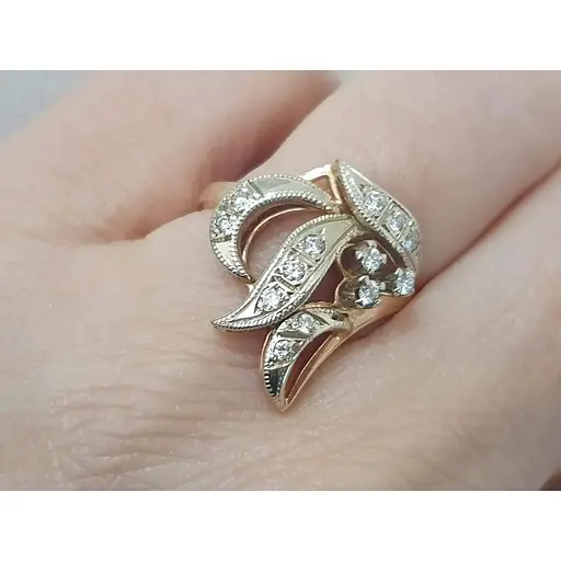 Золоте кільце Львівський державний ювелірний завод з діамантами. 8В410160936/21 18 - фото 2