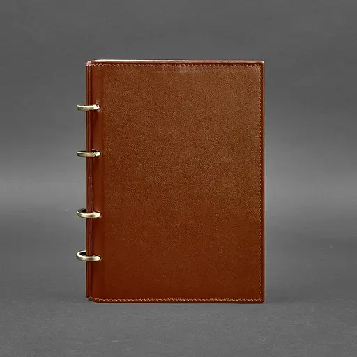 Шкіряний блокнот на кільцях (софт-бук) 9.0 з твердою коричневою обкладинкою - фото 7
