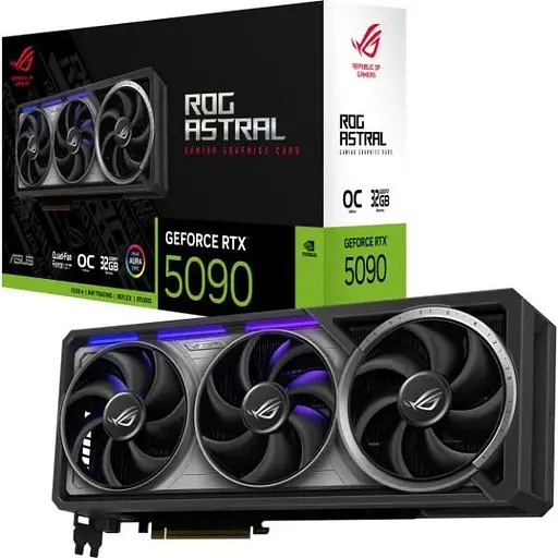 Видеокарта GeForce RTX 5090, Asus, ROG Astral OC, 32Gb GDDR7, 512-bit, 2xHDMI/3xDP, 2610/28000 MHz, 16-pin - фото 1