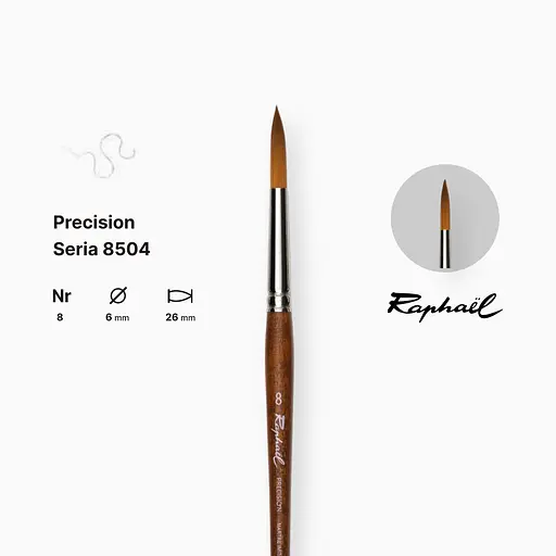 Кисть синтетика круглая (имитация соболя) Raphael Precision, №8, короткая ручка - фото 2