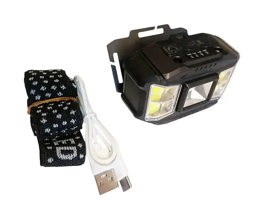 Аккумуляторный налобный фонарь Headlight HC-618S 5 режимов работы сенсорное управление Пластик IPX6 Черный - фото 2