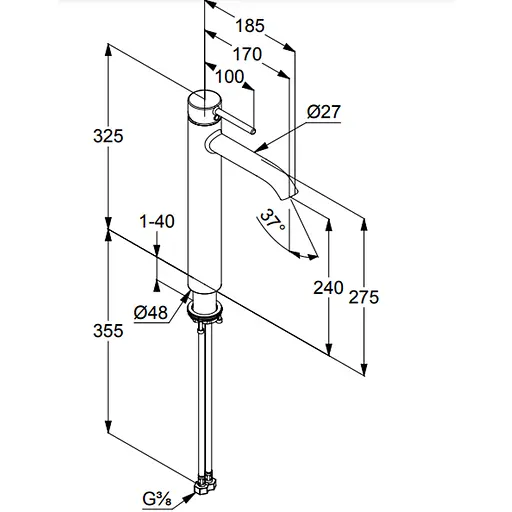 Змішувач для умивальника одноважільний 240 Kludi Bozz 38286N076 - фото 3