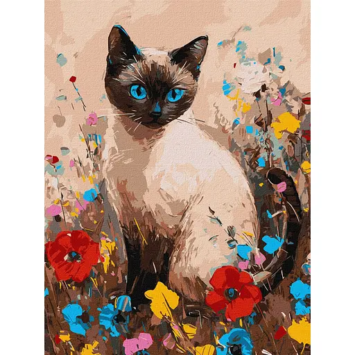 Картина за номерами "Кішечка у квітах" Ideyka KHO6694 30х40 см
