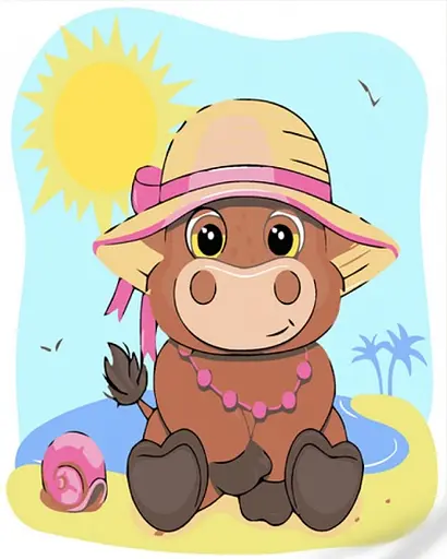 Набор для росписи по номерам Бычок в шляпке, Strateg, 30x30 см, ES156