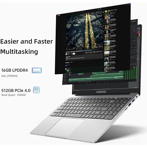 Ноутбук ACEMAGIC Alder Lake-N97 3.6 GHz, IPS 1080P, 16GB DDR4, 512GB, Windows 11 Pro, Carcasa metalica, Wi-Fi, BT5.0 - фото 5