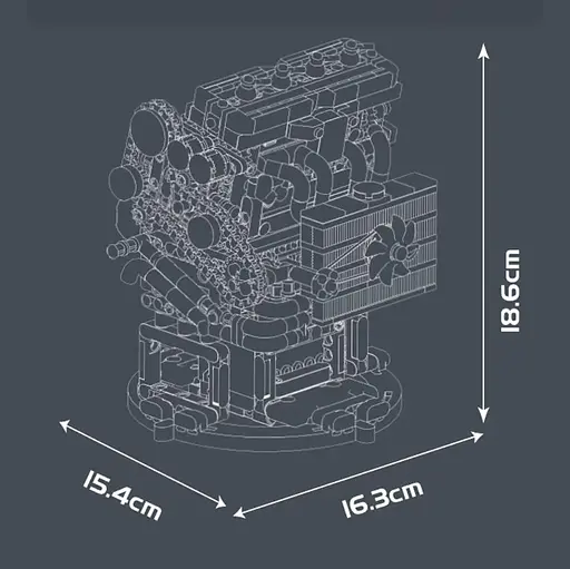 Конструктор двигун Mould King Mitsubishi 4G63T Turbocharged Inline-Four Engine L4 10235 моторозований дитячий мотор 811 деталей - фото 3