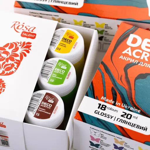 Набір акрилових фарб для декору глянцевий 18×20 мл Rosa Talent - фото 6