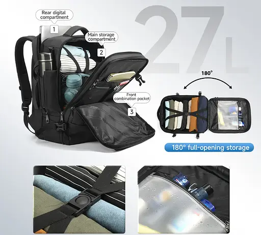 Рюкзак міський Tigernu T-B9990 27л з відсіком для ноутбука до 15.6" та USB Black (18197) - фото 9