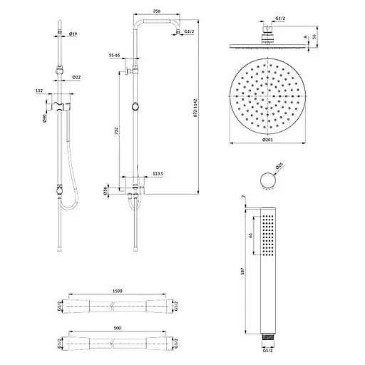 Душевая система Omnires Micro chrome SYSMicroCR, Хром - фото 2