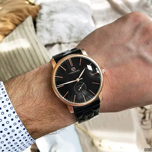 Наручний годинник чоловічий 8214 Black-Cuprum Forsining acs0031364 - фото 3