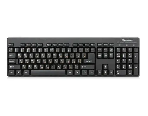 Клавиатура Real-El Standard 502, черный, USB, мембранная, 103 кнопки - фото 1