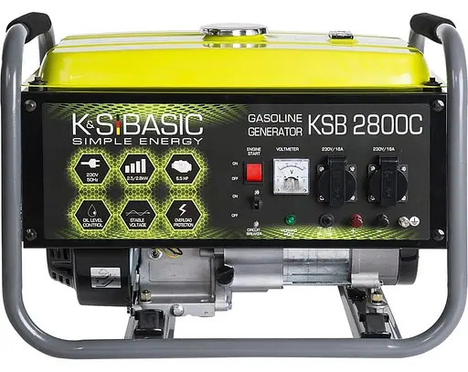 Генератор Синхронний KonnerSohnen Basic KSB 2800C, 230В, 2.8кВт, ручний запуск, 36.6кг / 2500 Вт / Бензин (KSB2800C) - фото 2