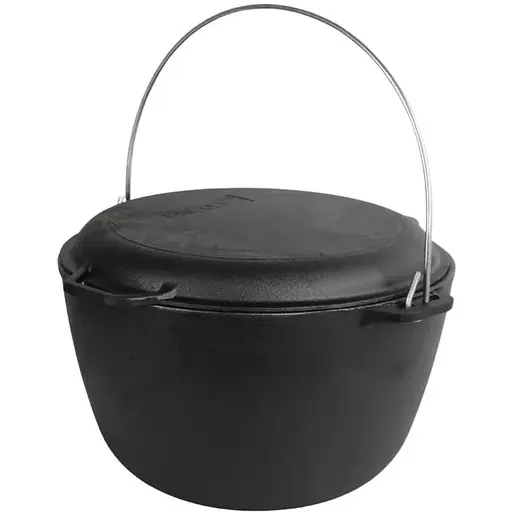 Чавунний казан глибокий Brizoll KT10-2 з кришкою сковородою для багаття туристичний 10 л - фото 1