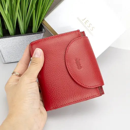 Жіночий шкіряний гаманець червоний Jess 375-2036-2 маленький - фото 8