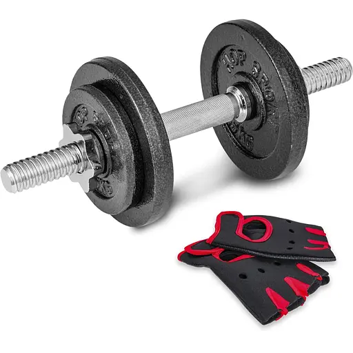 Гантеля металлическая Hop-Sport New 10кг с перчатками