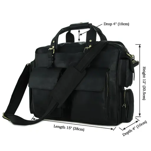 Вместительная кожаная сумка 2 в 1 John McDee для мужчин 38х10х30.5 см sum0028414 - фото 4