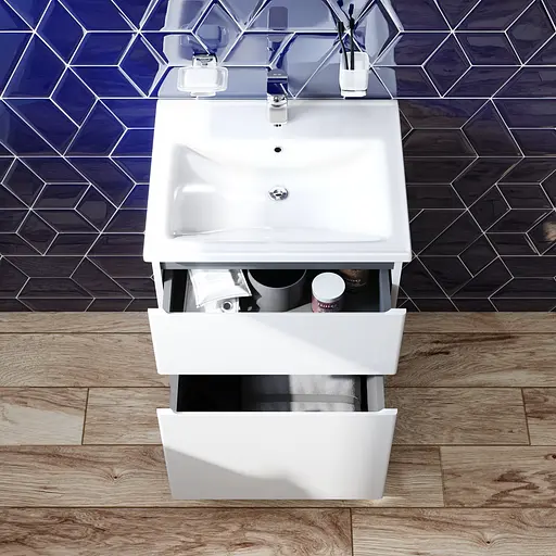 Тумба з умивальником AM.PM X-Joy підлогова 55 см 2 ящики білий M85-FSX0552-WC0552WG38 Білий - фото 3