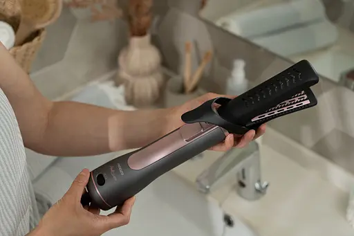 Фен-щітка Ardesto Brush Pink Touch, 1200Вт, 2 швидкості, 2 температурні режими, LED-дисплей, функція іонізації, 4 насадки, сірий+ розовий - фото 6