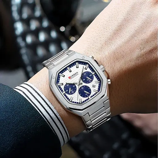 Наручний годинник чоловічий 8459 Silver-White Curren acs0031413 - фото 3