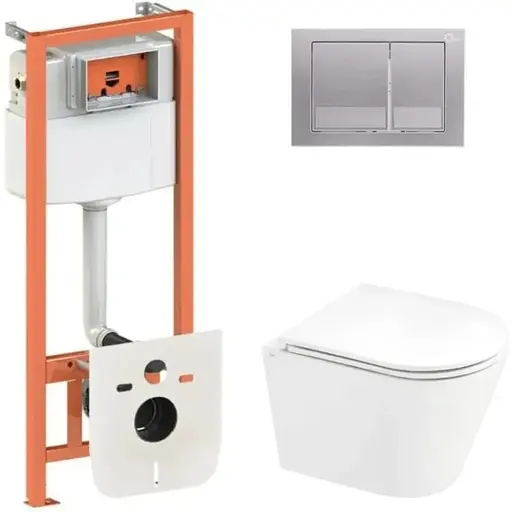 Набір Q-tap Nest 4 в 1 підвісний унітаз Scorpio Ultra Quiet 520x365x365 + комплект інсталяції QT1433053EUQW45163 - фото 1