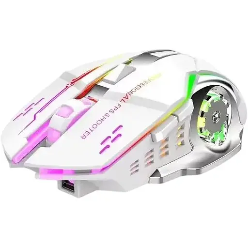 Бездротова ігрова мишка T2 RGB підсвічування USB Charge+Bluetooth безшумне з вбудованим акумулятором White  - фото 1