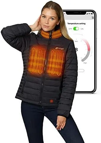 Размер 3xl Женская куртка с подогревом и подогревом Venture Heat с батареей в комплекте — Пуховик App Control