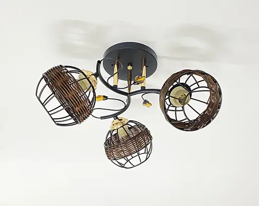 Стельова люстра на 3 плафони 91188A/3 чорний+хром