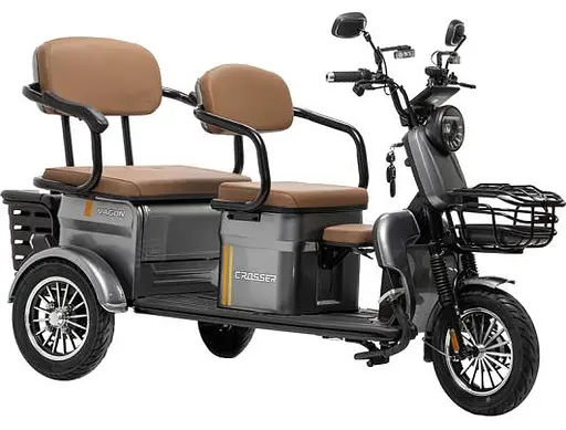 Електроскутер Триколісний 4-місний Crosser TR-4 VAGON (800W, 72V,20Ah) Сірий - фото 2